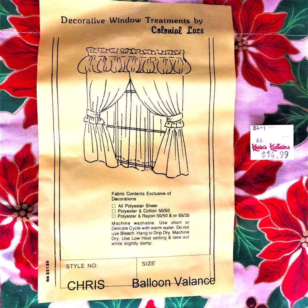 Holiday Theme Poinsettia Balloon Valences (4) - NIP